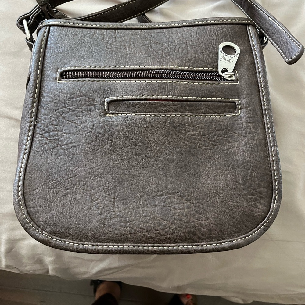 Embroidered Skull Crossbody Bag - Multicolor on Brown - Picture 2 of 4